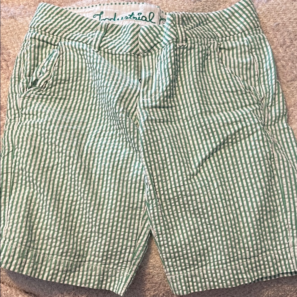 Industrial Cotton seersucker green shorts